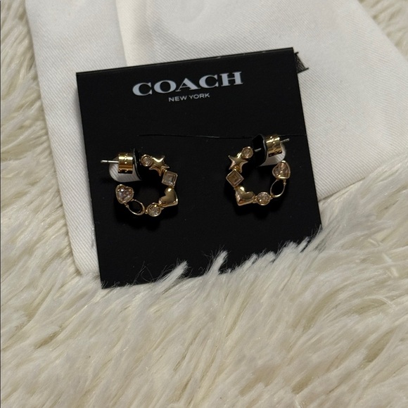 Coach Gold Star Heart Mix Huggie Earrings - Picture 3 of 5